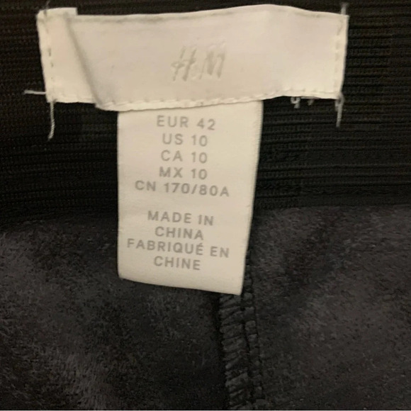 H&M Black Pleather Leggings Pants Womens Size 10 Vegan Leather Biker Grunge - Picture 6 of 6